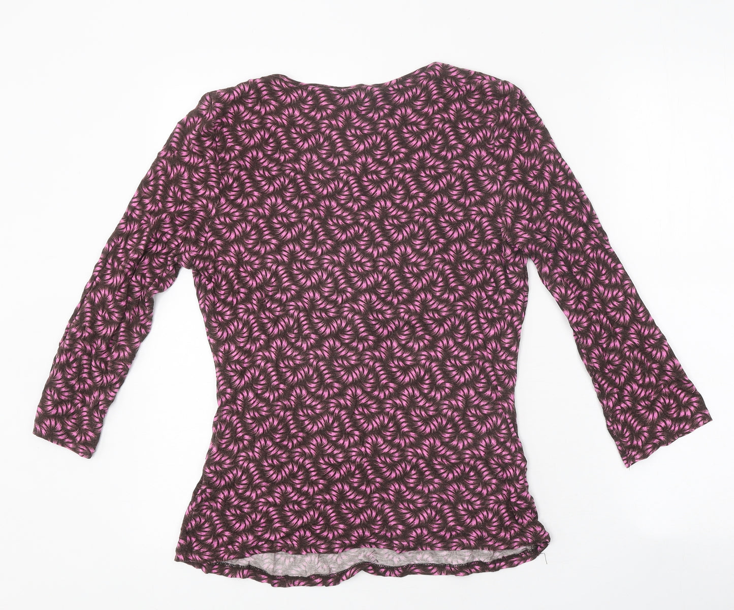 Phase Eight Womens Brown Geometric Polyester Basic T-Shirt Size 14 V-Neck