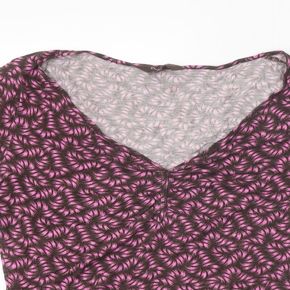 Phase Eight Womens Brown Geometric Polyester Basic T-Shirt Size 14 V-Neck