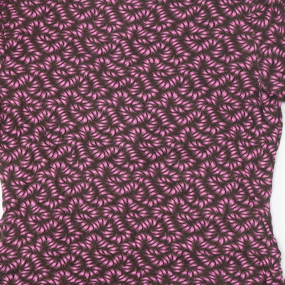 Phase Eight Womens Brown Geometric Polyester Basic T-Shirt Size 14 V-Neck