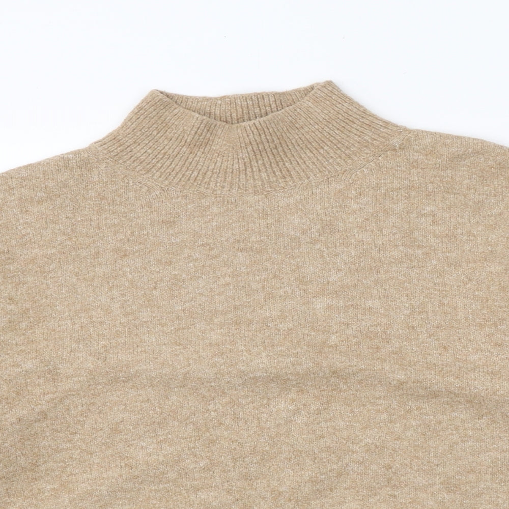 H&M Womens Beige High Neck Polyester Pullover Jumper Size M