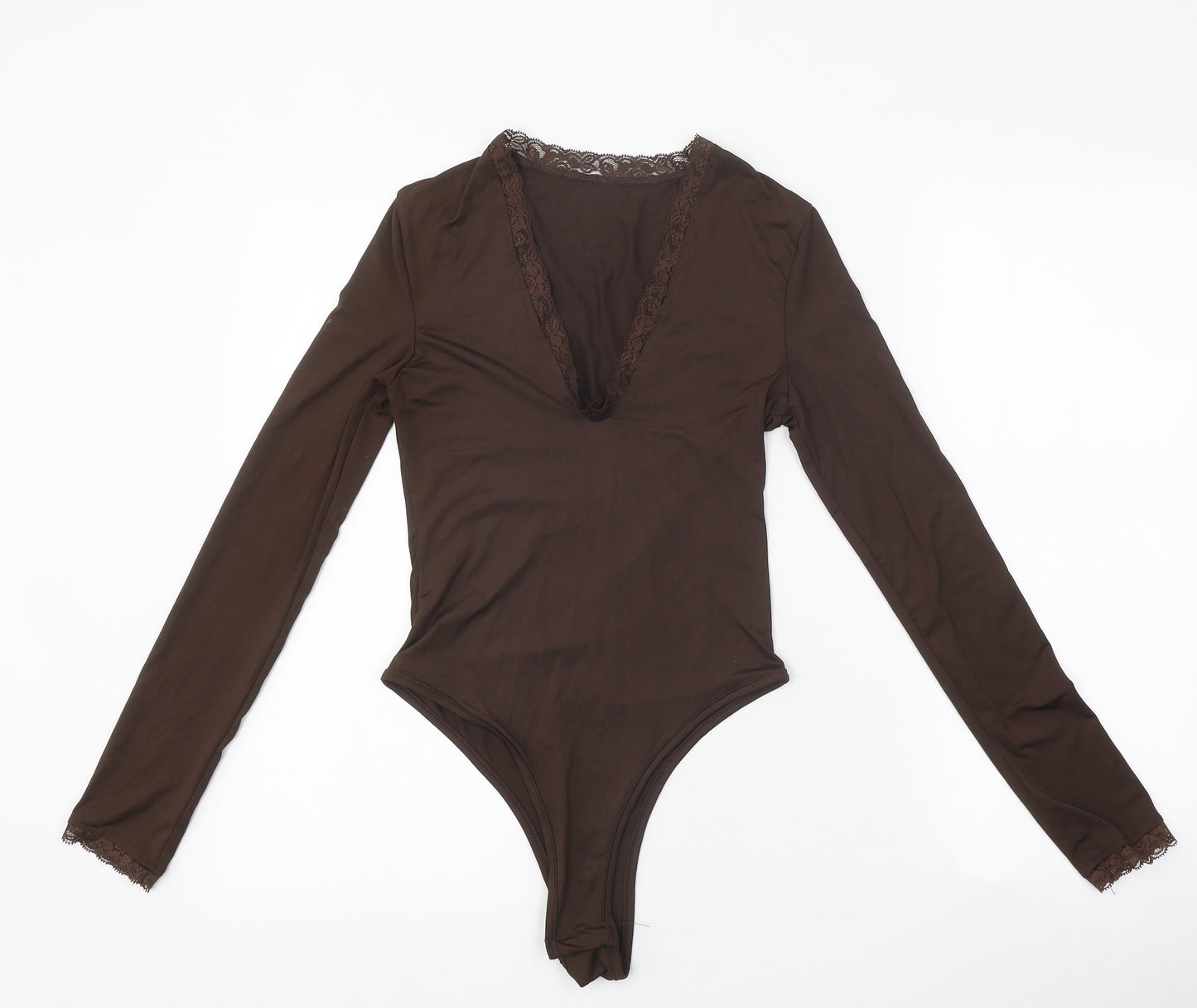 SheIn Womens Brown Polyester Bodysuit One-Piece Size XS Snap