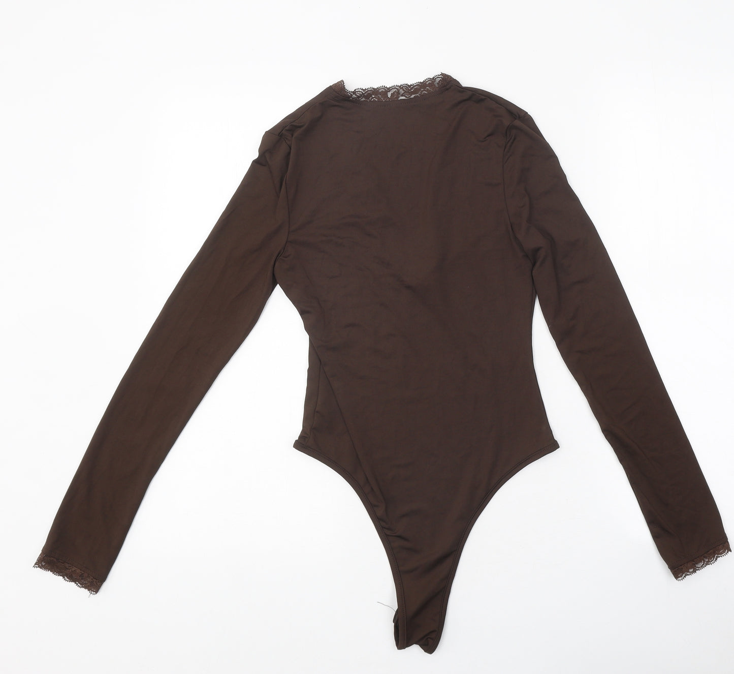 SheIn Womens Brown Polyester Bodysuit One-Piece Size XS Snap