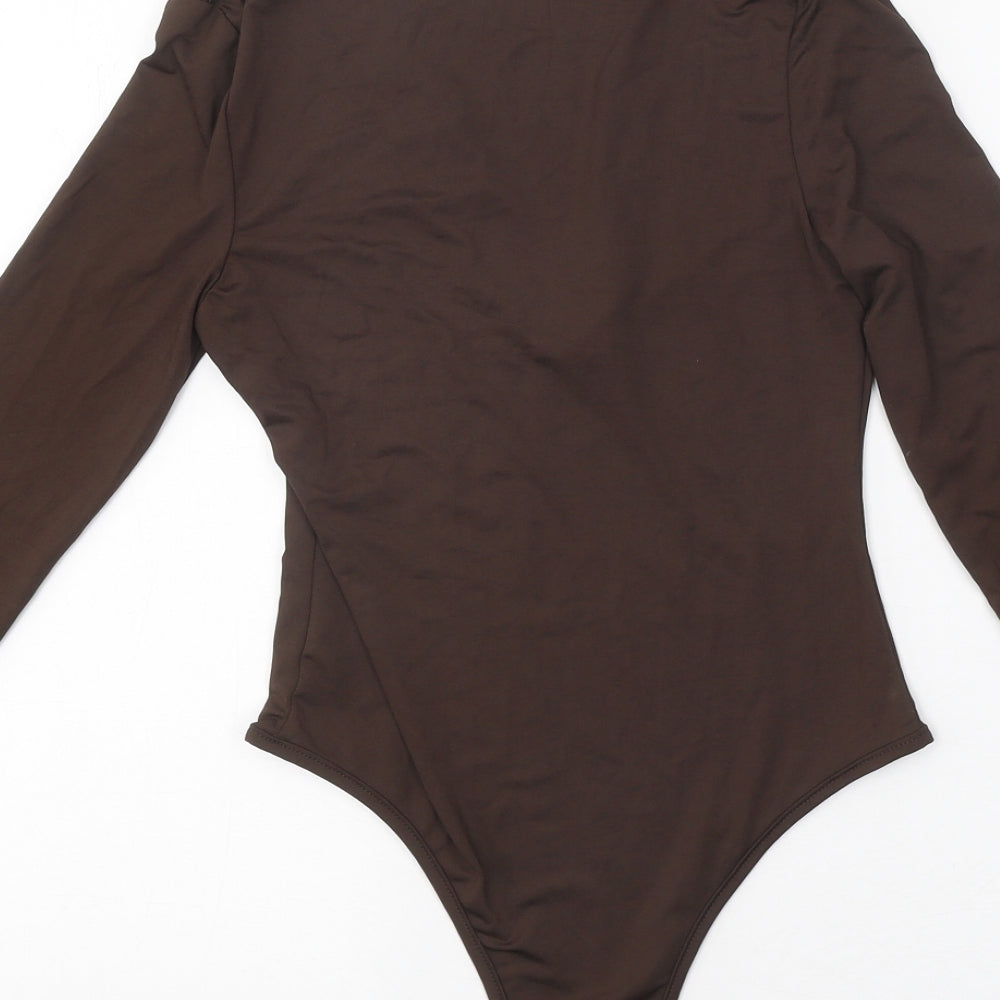 SheIn Womens Brown Polyester Bodysuit One-Piece Size XS Snap