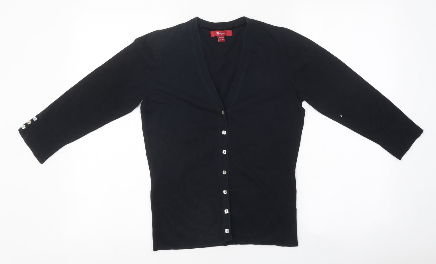 Monsoon Womens Black V-Neck Polyester Cardigan Jumper Size 8