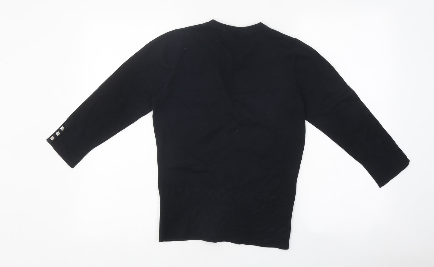 Monsoon Womens Black V-Neck Polyester Cardigan Jumper Size 8