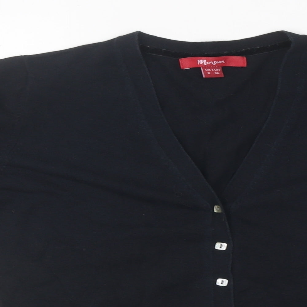 Monsoon Womens Black V-Neck Polyester Cardigan Jumper Size 8
