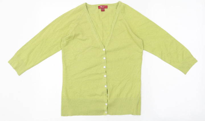 Monsoon Womens Green V-Neck Polyester Cardigan Jumper Size 8