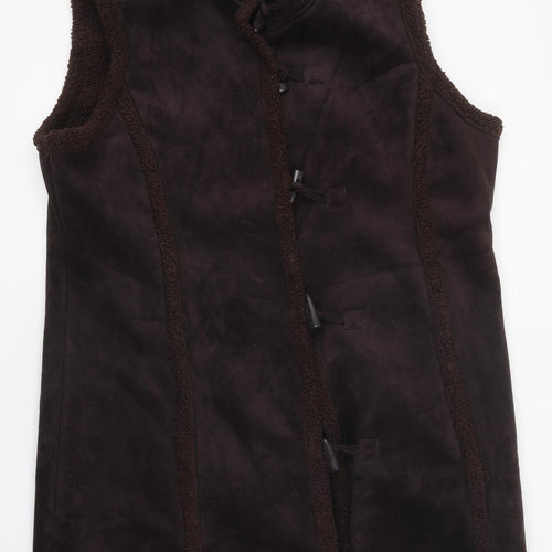 Debenhams Womens Brown Gilet Jacket Size 20 Toggle