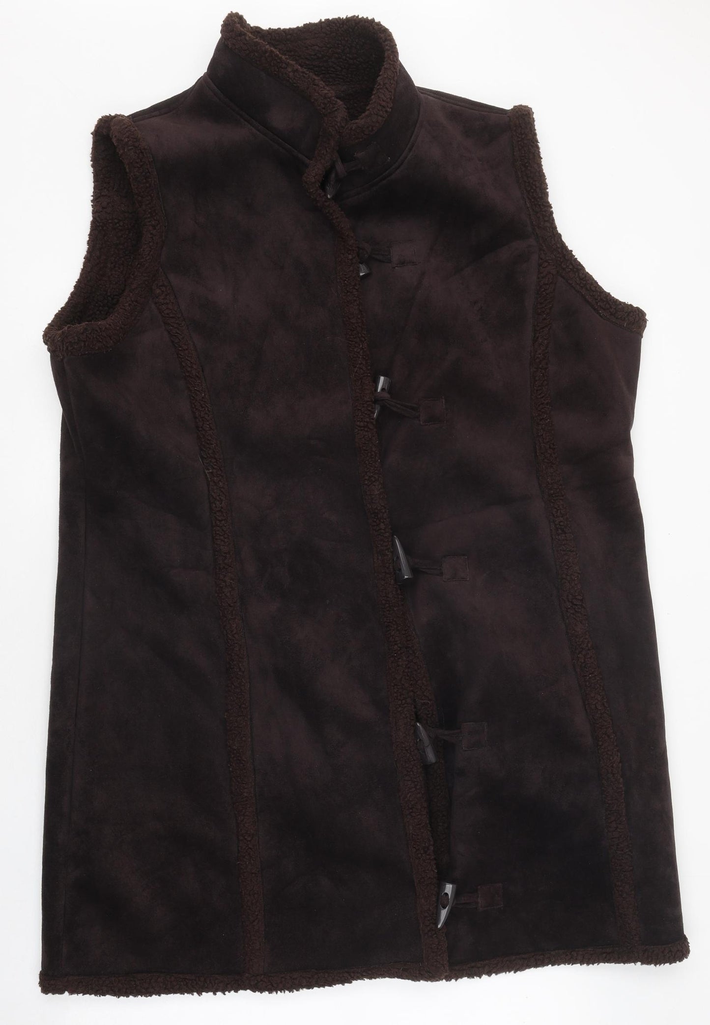 Debenhams Womens Brown Gilet Jacket Size 20 Toggle