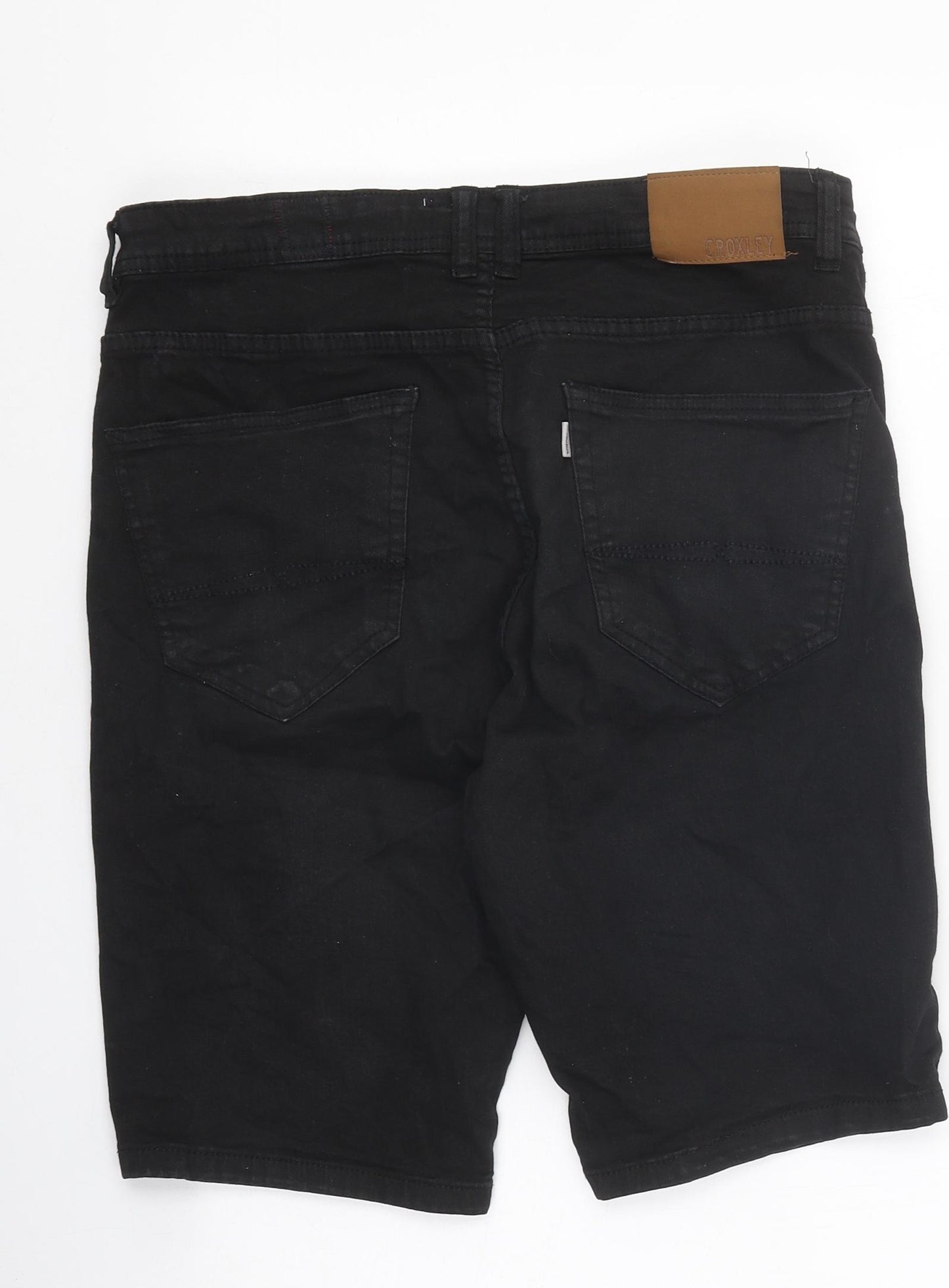 Croxley Mens Black Polyester Cargo Shorts Size 32 in L12 in Regular Zip