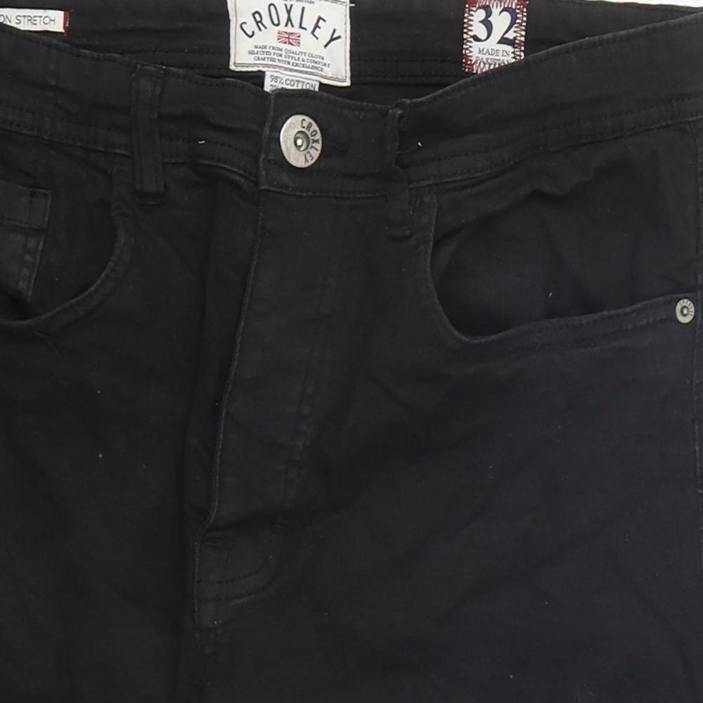 Croxley Mens Black Polyester Cargo Shorts Size 32 in L12 in Regular Zip