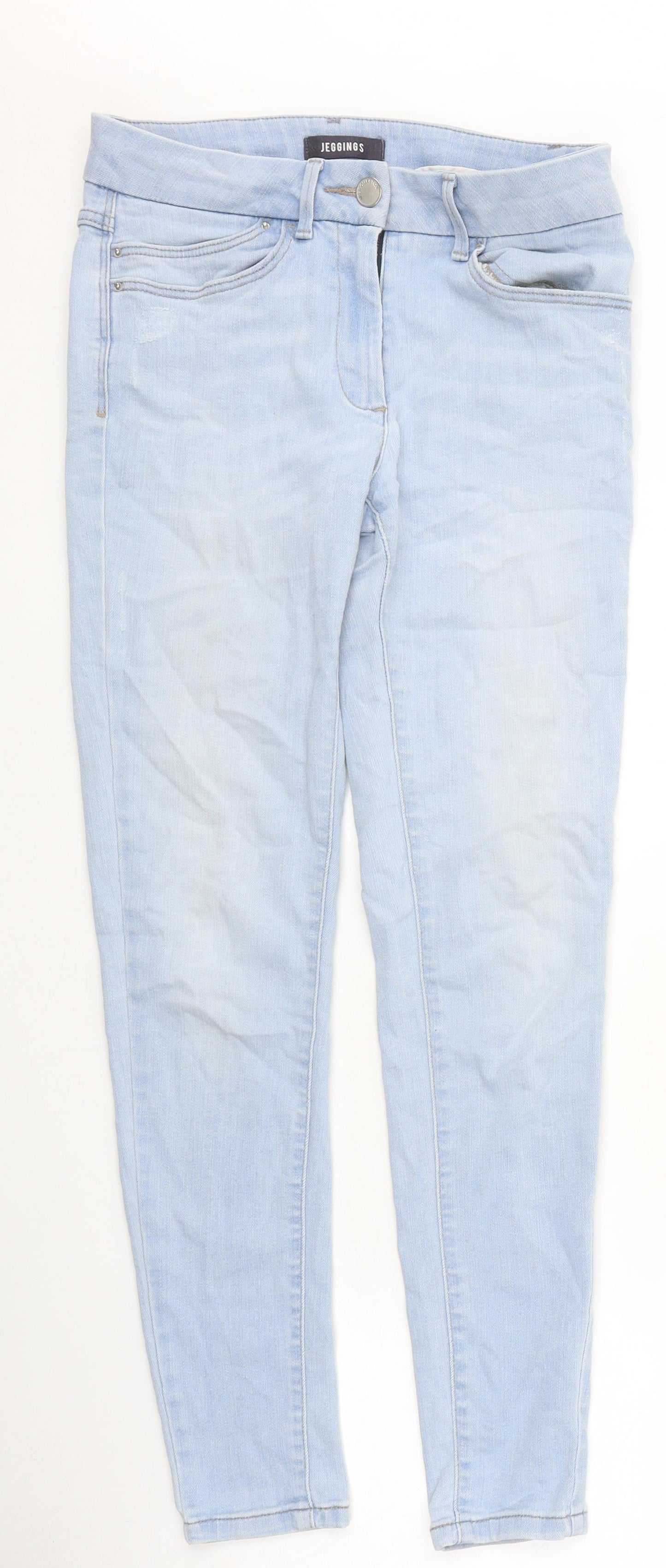 Marks and Spencer Womens Blue Cotton Jegging Jeans Size 10 L27 in Regular Zip