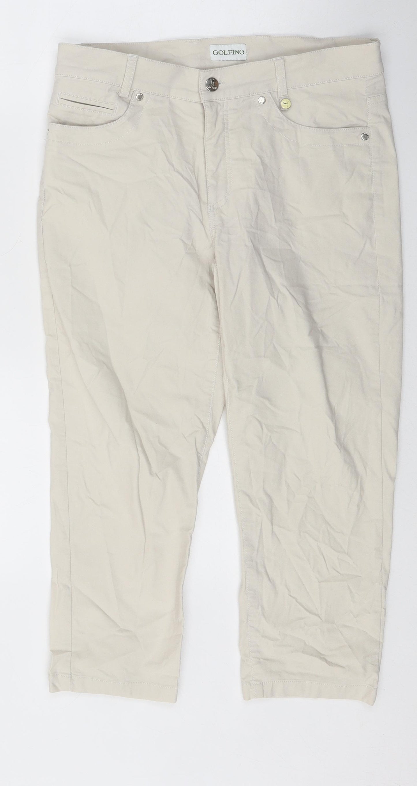GOLFINO Mens Beige Cotton Chino Shorts Size 34 in L16 in Regular Zip