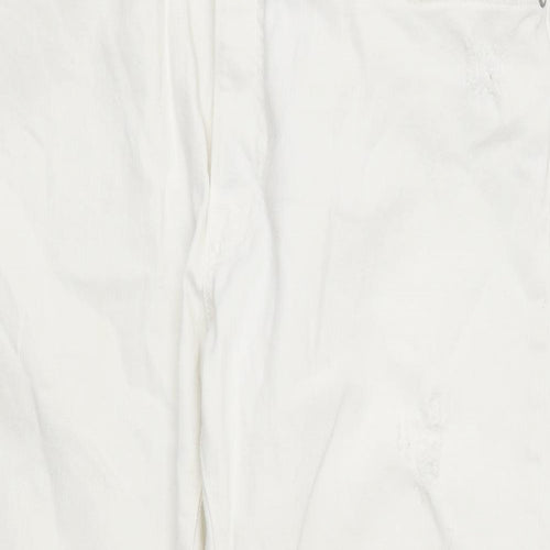 Zara Womens White Cotton Straight Jeans Size 38 in L28 in Regular Zip