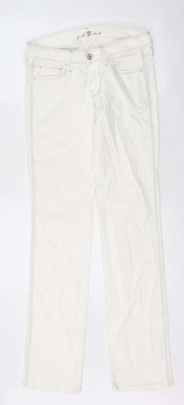 Preworn Womens White 100% Cotton Skinny Jeans Size 30 in L29 in Regular Zip