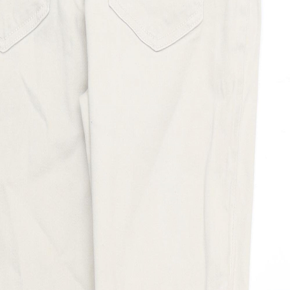 Marks and Spencer Womens Beige Polyester Straight Jeans Size 12 L29 in Slim Zip
