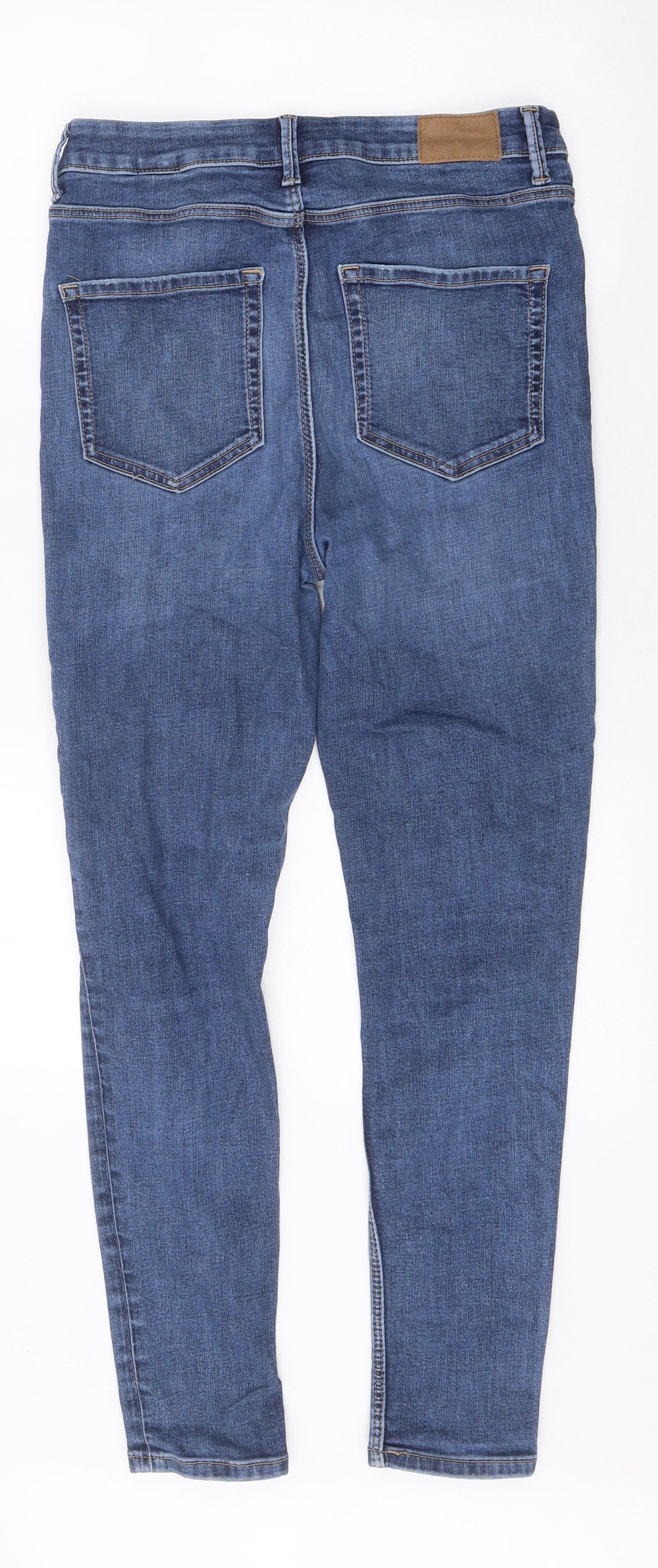 Marks and Spencer Womens Blue 100% Cotton Skinny Jeans Size 14 L26 in Regular Zip