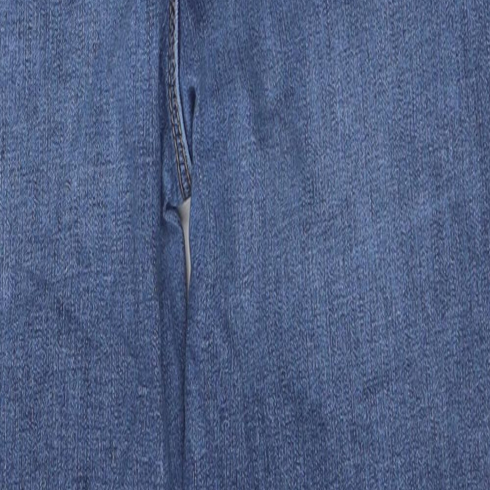 Marks and Spencer Womens Blue 100% Cotton Skinny Jeans Size 14 L26 in Regular Zip