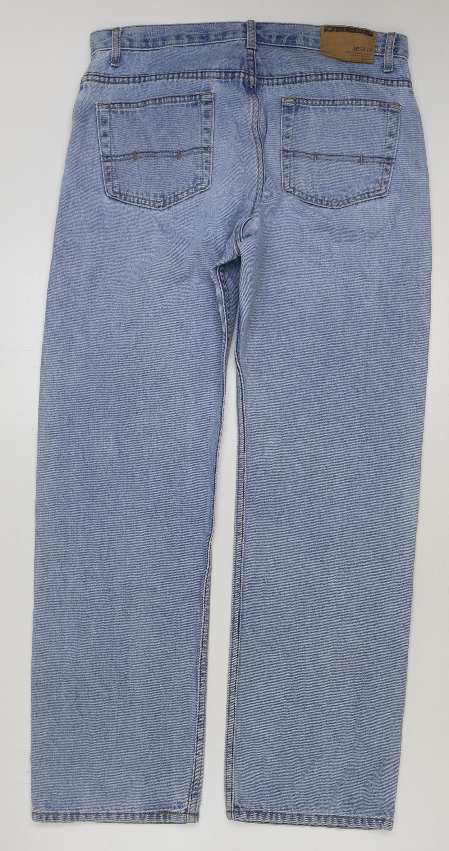 Marks and Spencer Mens Blue Cotton Straight Jeans Size 34 in L31 in Regular Button