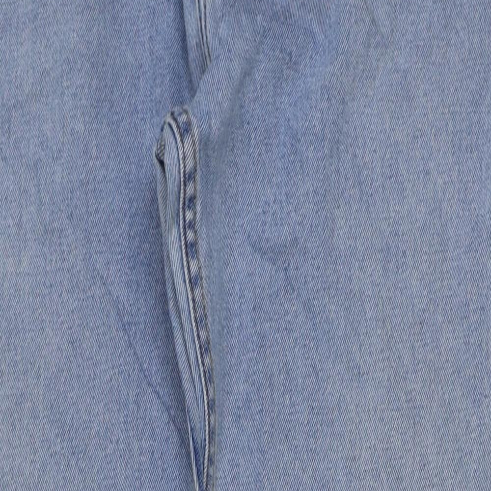 Marks and Spencer Mens Blue Cotton Straight Jeans Size 34 in L31 in Regular Button