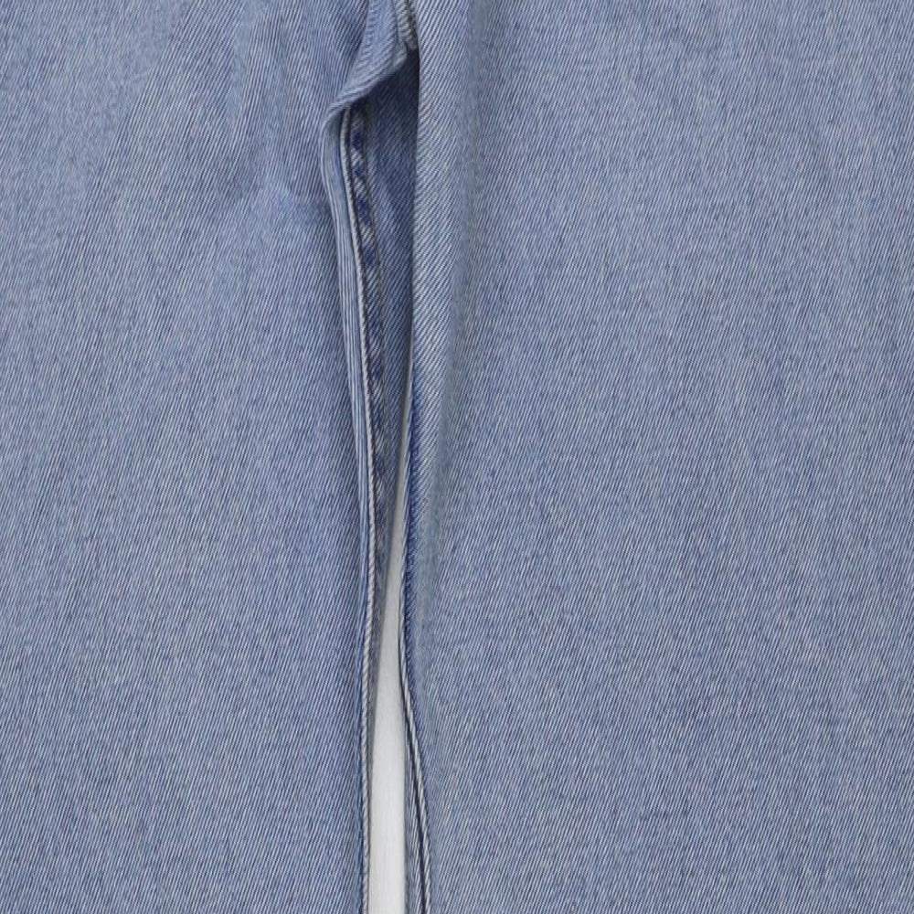 Marks and Spencer Mens Blue Cotton Straight Jeans Size 34 in L31 in Regular Button