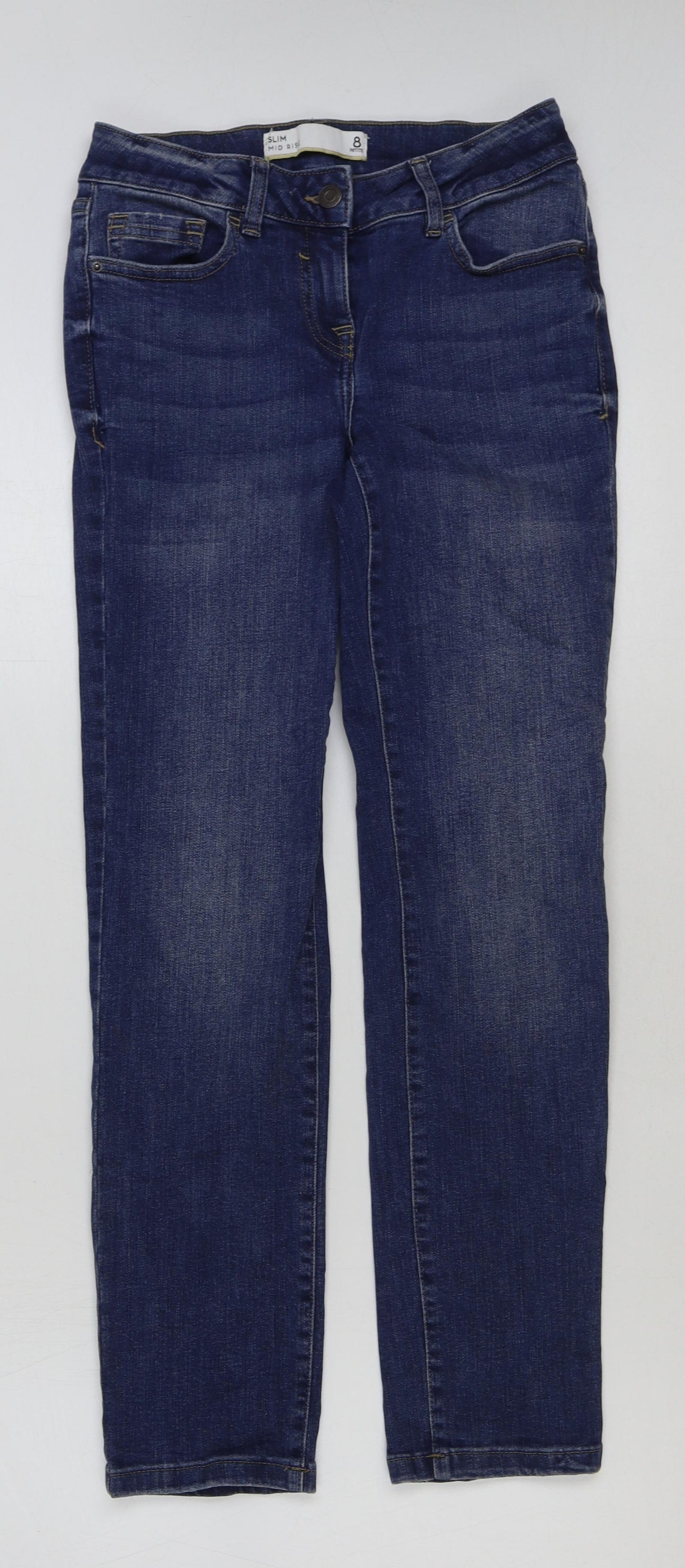 Marks and Spencer Womens Blue Cotton Skinny Jeans Size 8 L28 in Regular Button