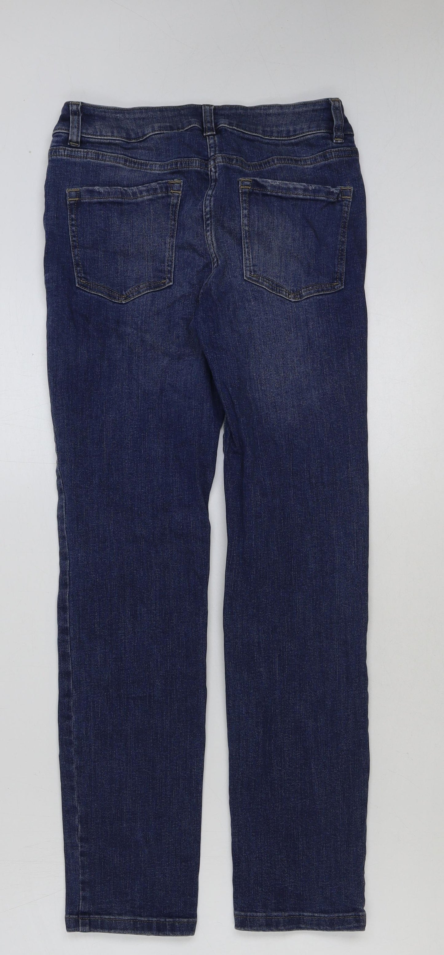 Marks and Spencer Womens Blue Cotton Skinny Jeans Size 8 L28 in Regular Button