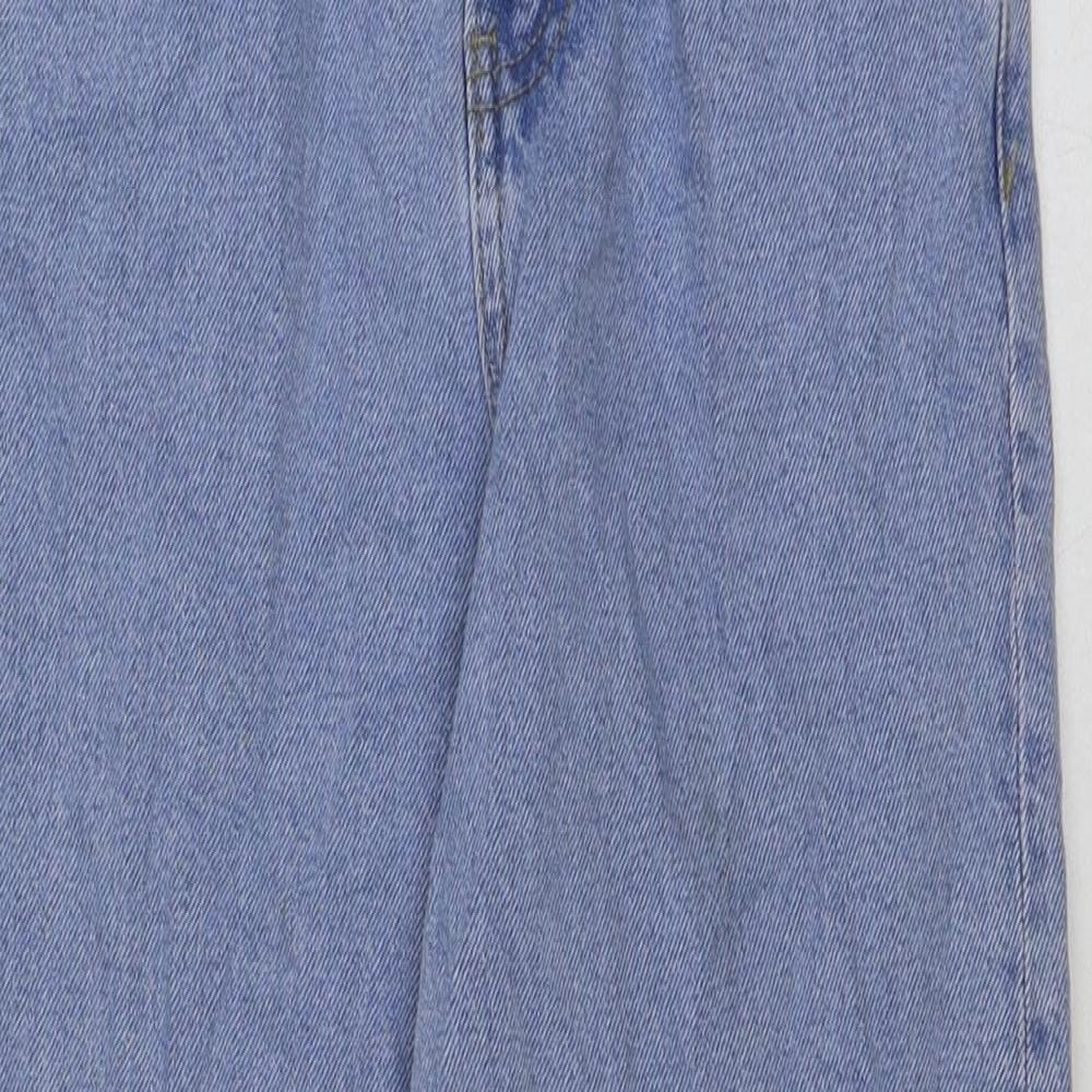 Marks and Spencer Girls Blue Cotton Wide-Leg Jeans Size 8-9 Years Regular Button