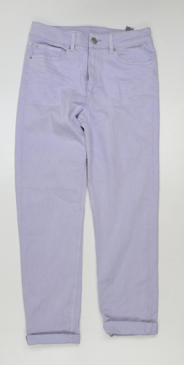 Marks and Spencer Womens Blue Cotton Straight Jeans Size 6 L28 in Slim Button