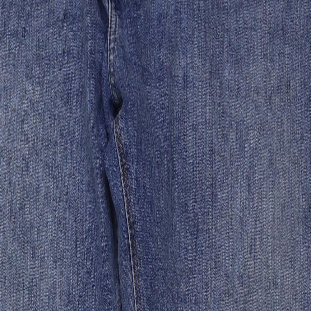 Marks and Spencer Mens Blue Cotton Straight Jeans Size 34 in L31 in Regular Button