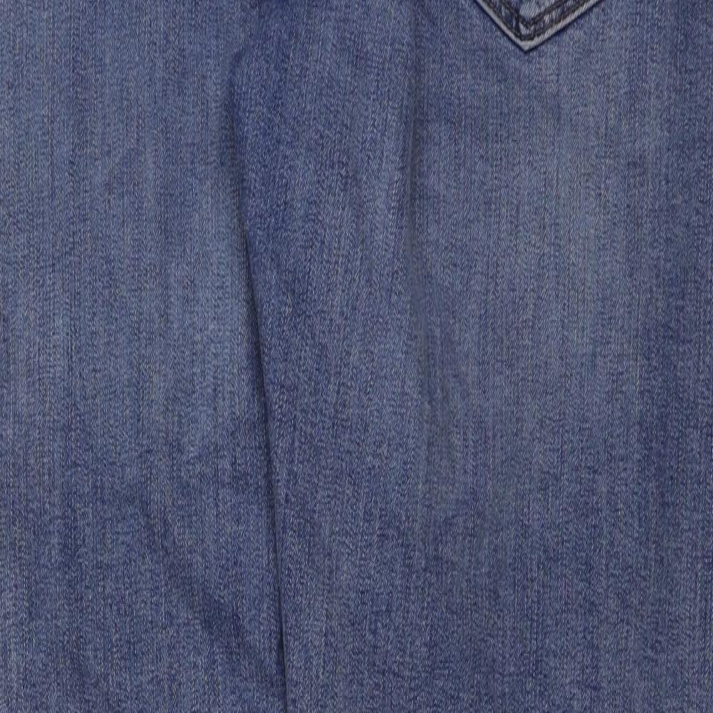 Marks and Spencer Mens Blue Cotton Straight Jeans Size 34 in L31 in Regular Button