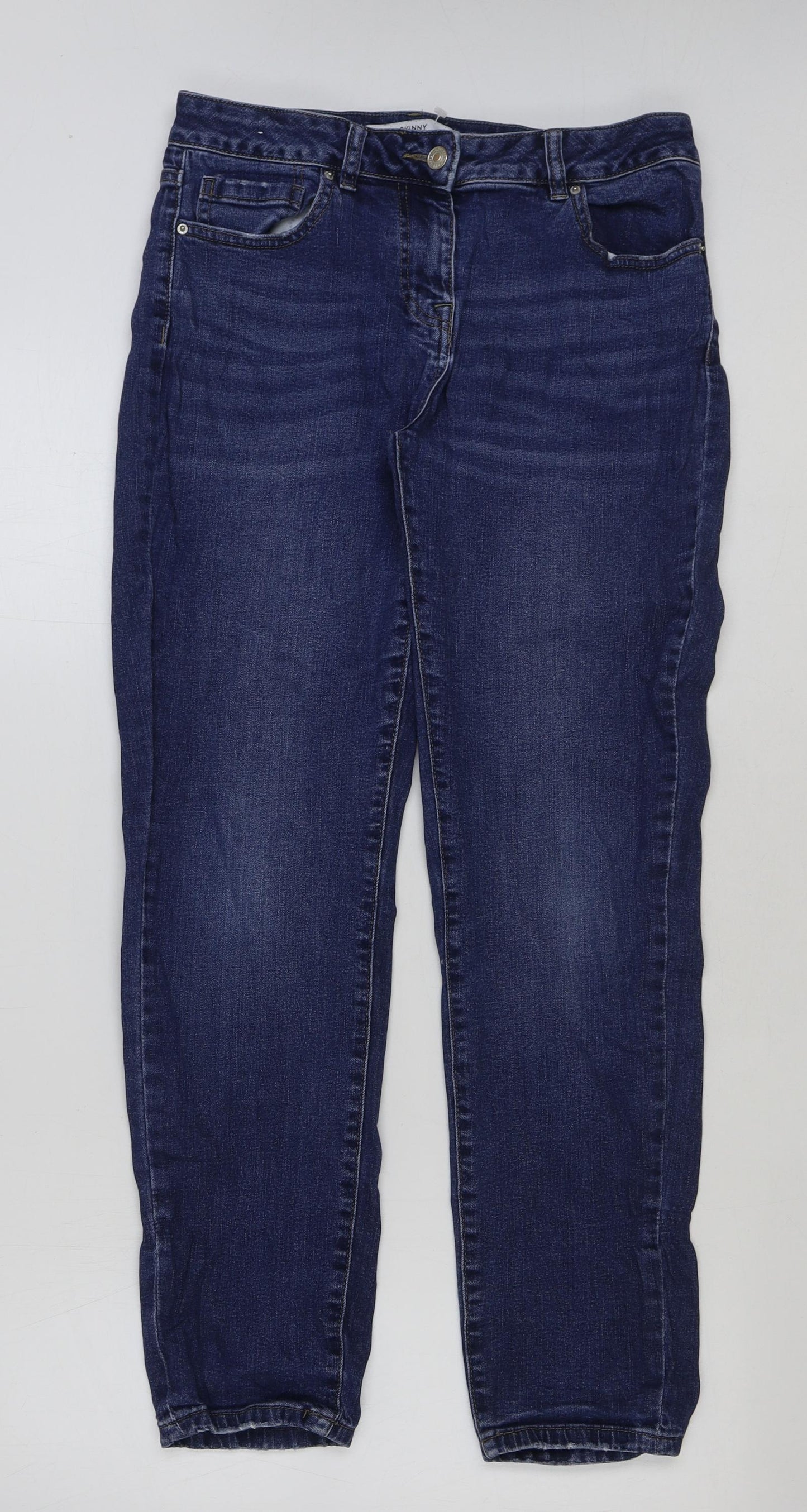 Marks and Spencer Womens Blue Cotton Skinny Jeans Size 10 L29 in Regular Button