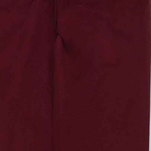 Marks and Spencer Womens Red Cotton Trousers Size 10 L26 in Slim Button
