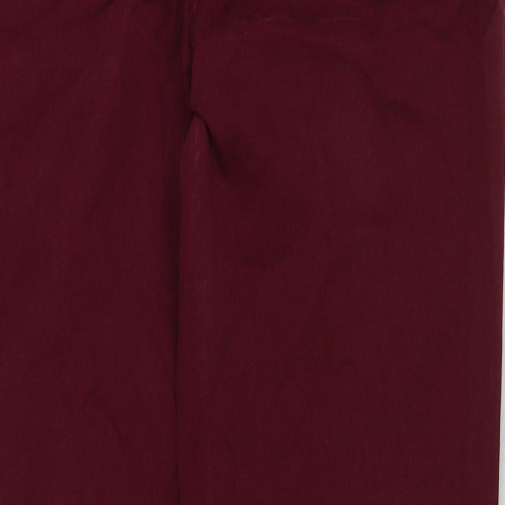 Marks and Spencer Womens Red Cotton Trousers Size 10 L26 in Slim Button