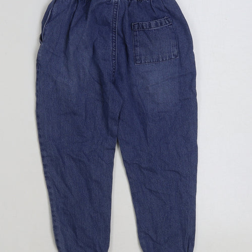 Marks and Spencer Girls Blue Cotton Straight Jeans Size 4-5 Years Regular Tie
