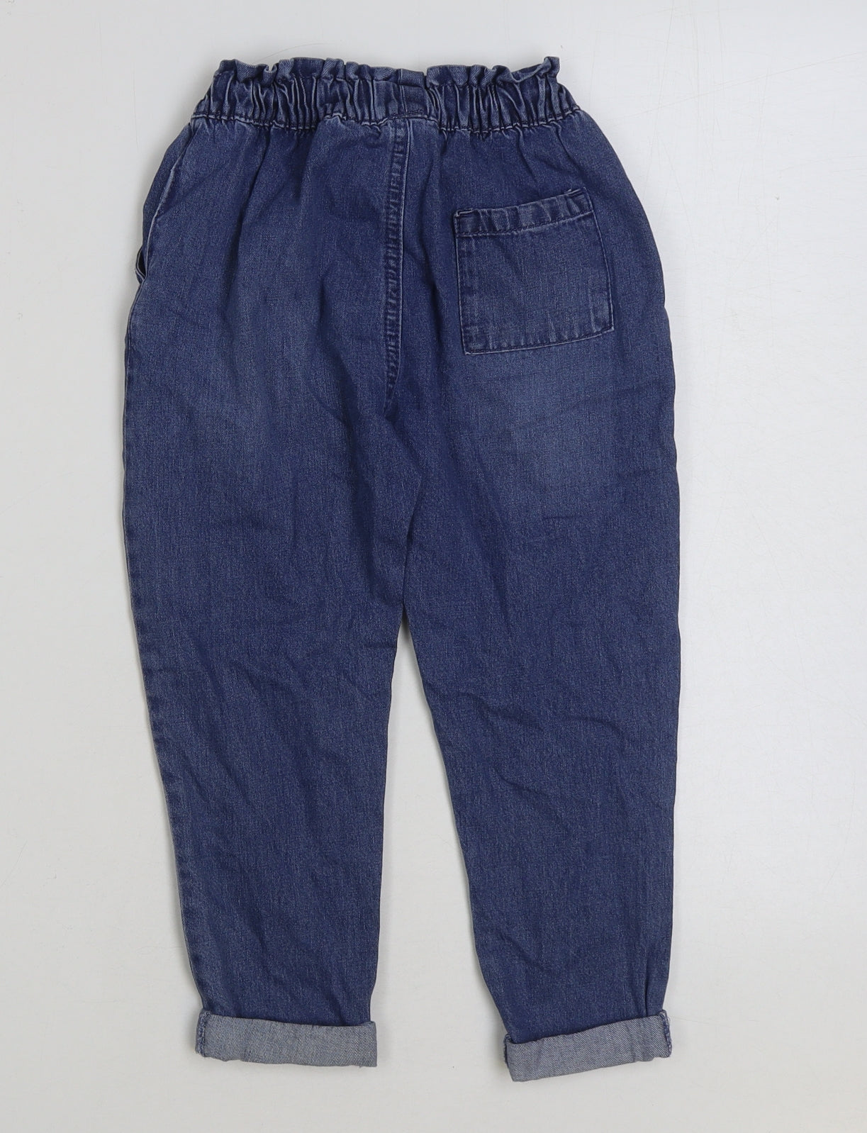 Marks and Spencer Girls Blue Cotton Straight Jeans Size 4-5 Years Regular Tie