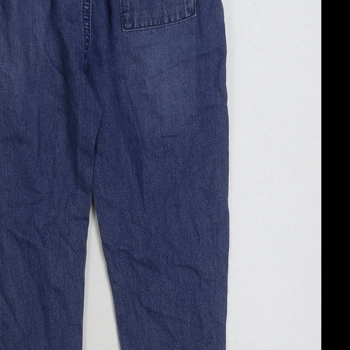 Marks and Spencer Girls Blue Cotton Straight Jeans Size 4-5 Years Regular Tie