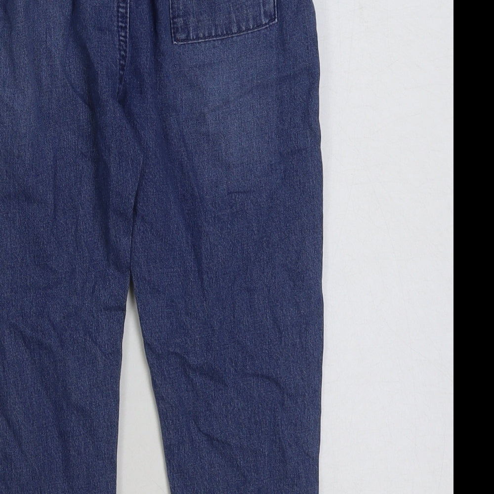 Marks and Spencer Girls Blue Cotton Straight Jeans Size 4-5 Years Regular Tie