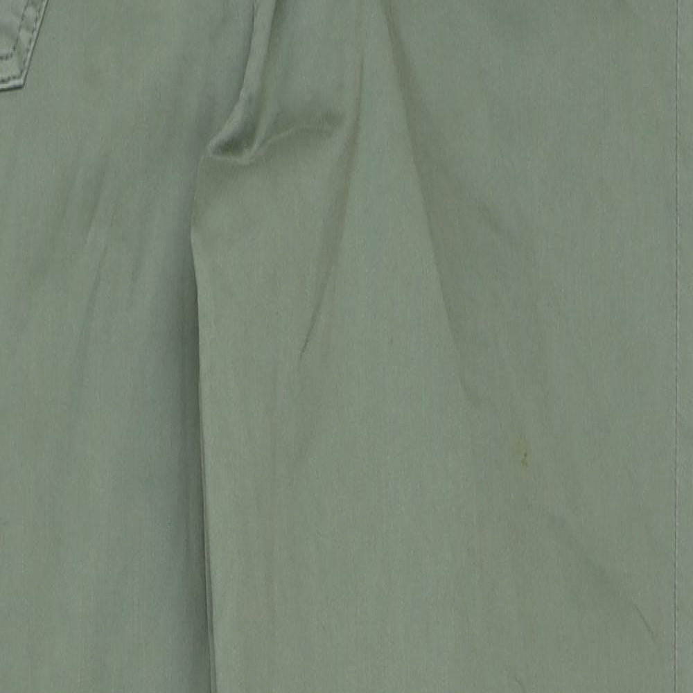 Marks and Spencer Womens Green Cotton Trousers Size 14 L30 in Regular Button