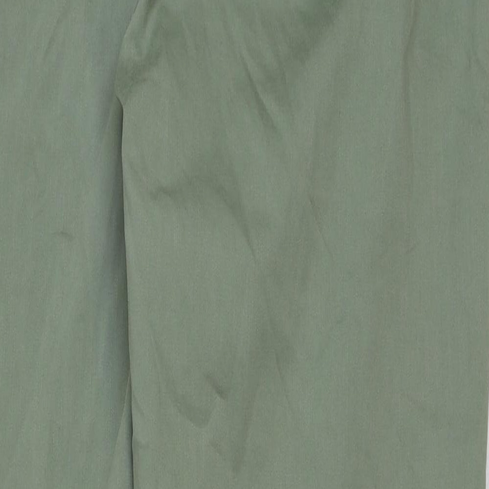 Marks and Spencer Womens Green Cotton Trousers Size 14 L30 in Regular Button