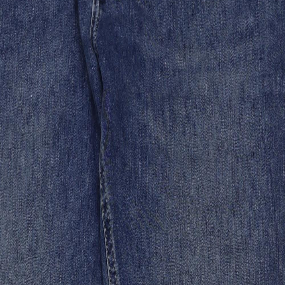 Marks and Spencer Mens Blue Cotton Straight Jeans Size 34 in L29 in Regular Button
