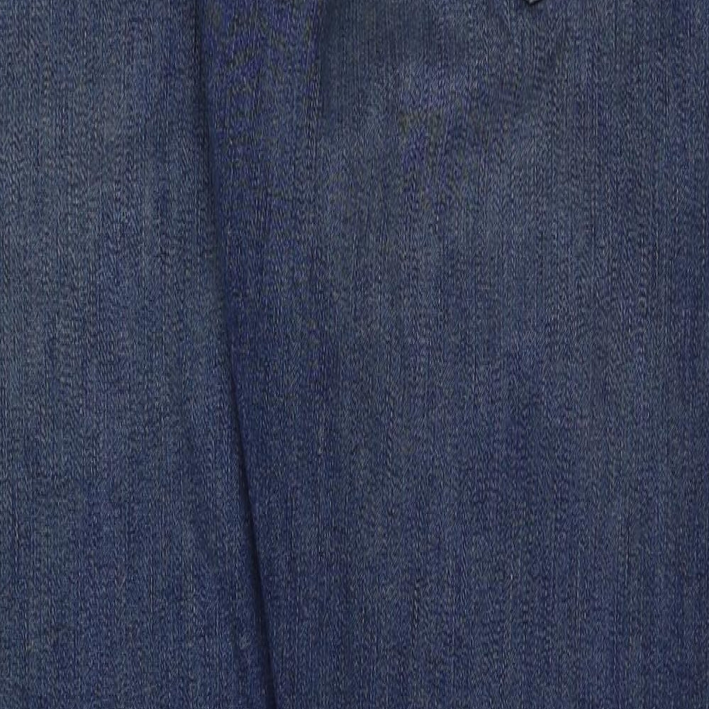 Marks and Spencer Mens Blue Cotton Straight Jeans Size 34 in L29 in Regular Button