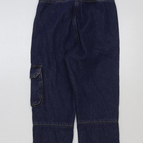 Marks and Spencer Girls Blue Cotton Straight Jeans Size 4-5 Years Regular Button