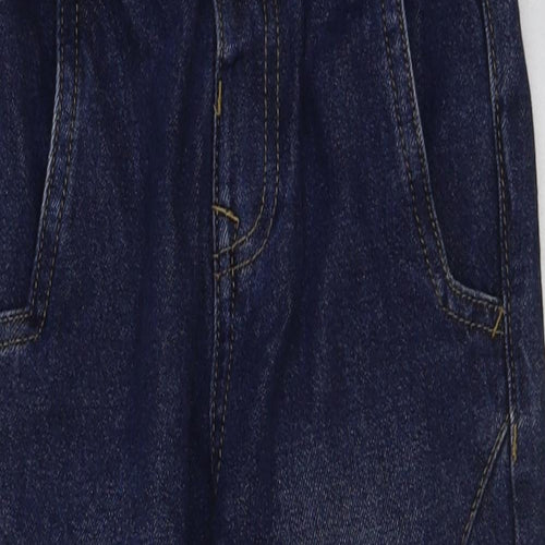 Marks and Spencer Girls Blue Cotton Straight Jeans Size 4-5 Years Regular Button