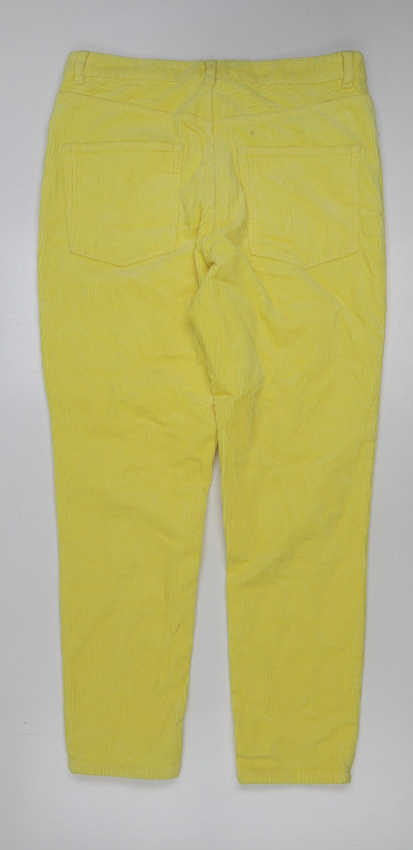 Monki Womens Yellow Cotton Trousers Size 16 L28 in Regular Button
