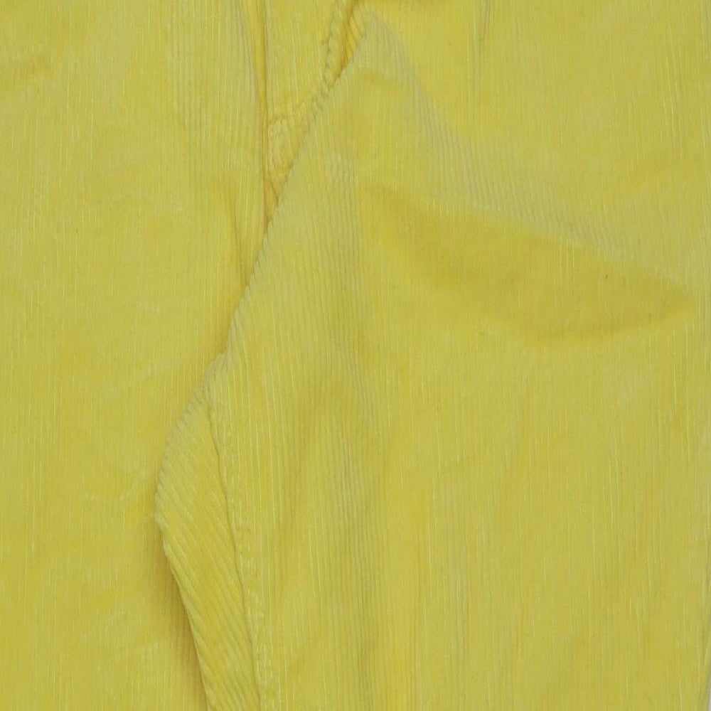 Monki Womens Yellow Cotton Trousers Size 16 L28 in Regular Button