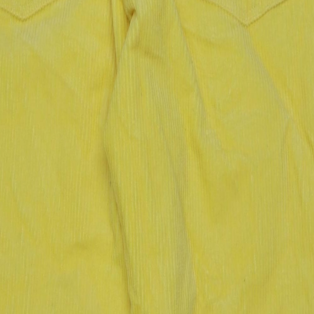 Monki Womens Yellow Cotton Trousers Size 16 L28 in Regular Button