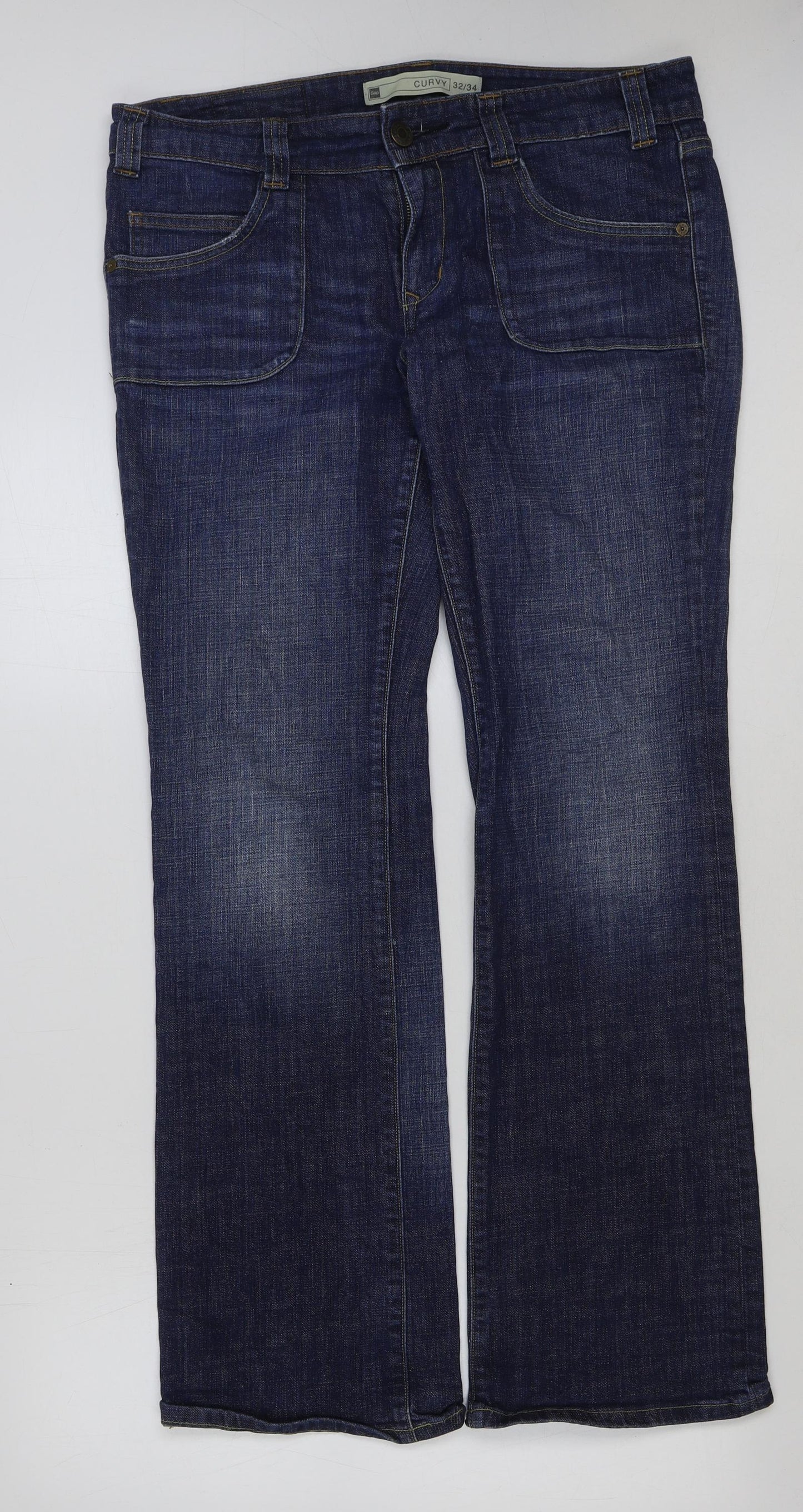 Gap Womens Blue Cotton Bootcut Jeans Size 32 in L34 in Regular Button