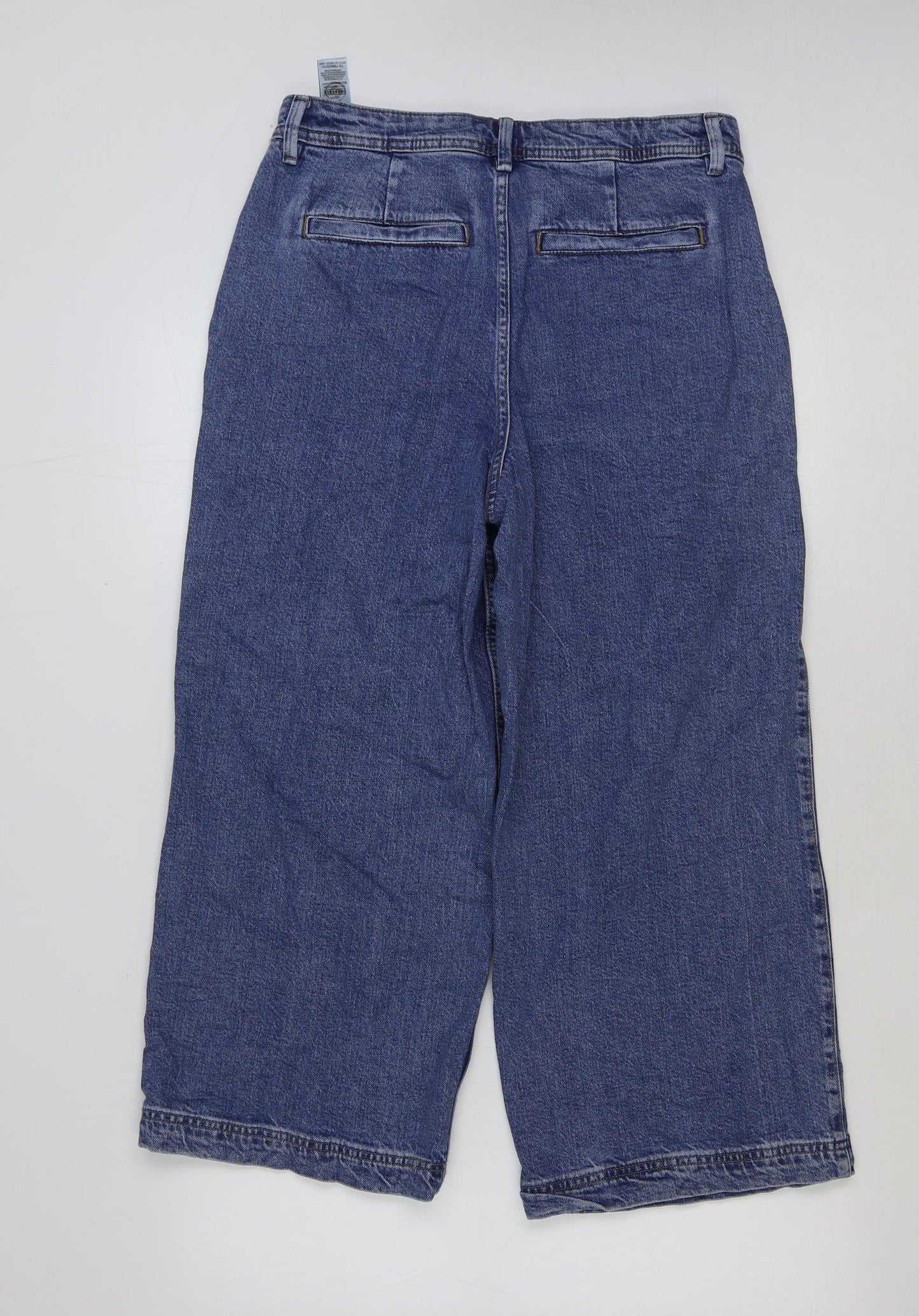 Marks and Spencer Womens Blue Cotton Cropped Jeans Size 12 L24 in Regular Button