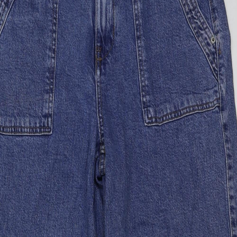 Marks and Spencer Womens Blue Cotton Cropped Jeans Size 12 L24 in Regular Button
